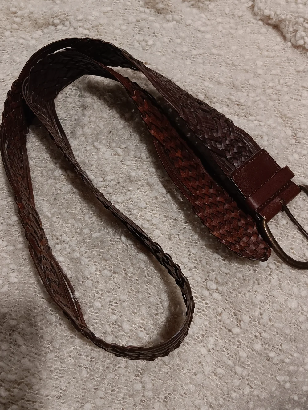 Woven Braided Women's Brown Leather Belt